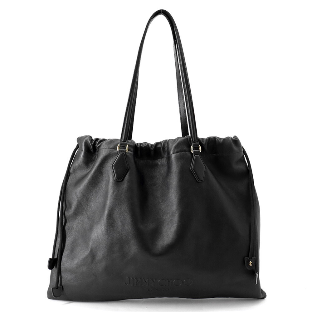 Jimmy Choo shoulder bag, leather, drawstring, JIMMY CHOO handbag, black, Choo,